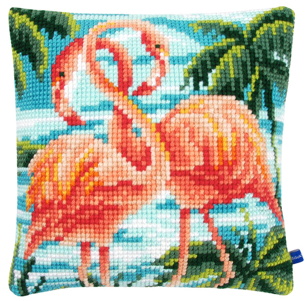 DIY Cross stitch cushion kit Flamingos