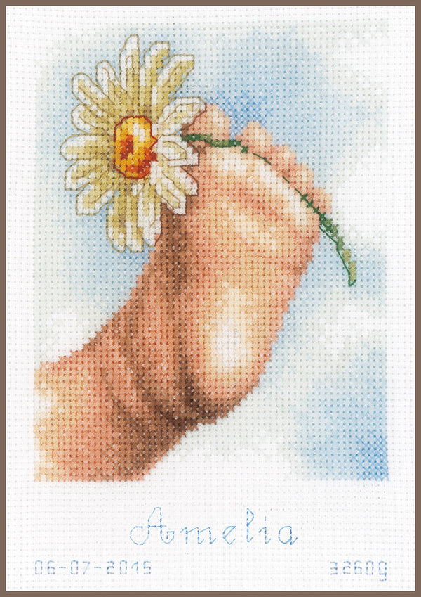 DIY Counted cross stitch kit Baby foot 13 x 19 cm / 5.2