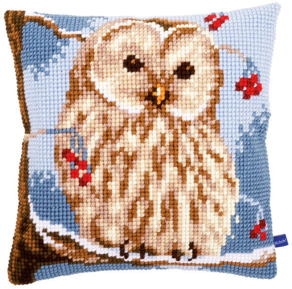 DIY Cross stitch cushion kit Winter owl