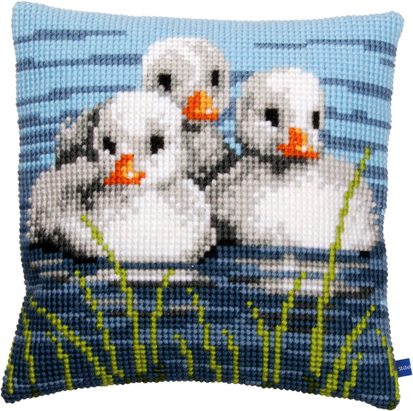 DIY Cross stitch cushion kit Ducklings in the water