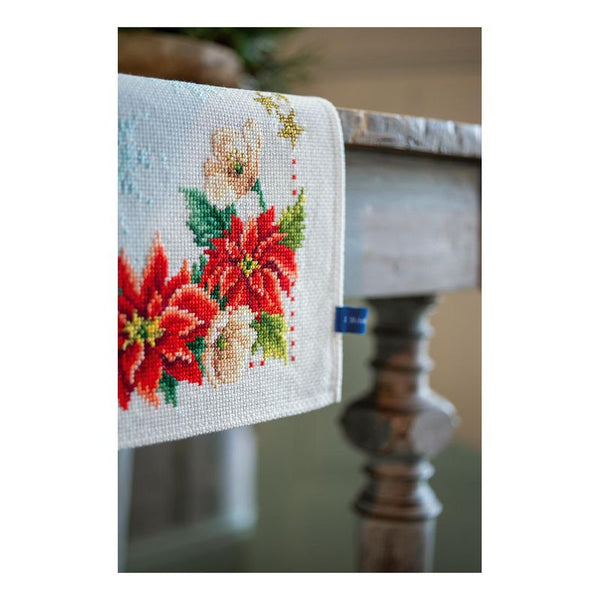 DIY Table Runner kit "Aida table runner kit Christmas flowers"