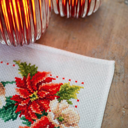 DIY Table Runner kit "Aida table runner kit Christmas flowers"