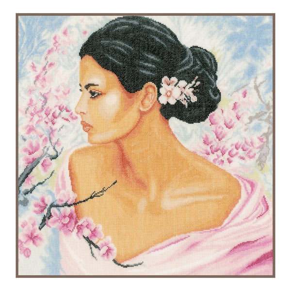 DIY Counted cross stitch kit Lady with blossoms