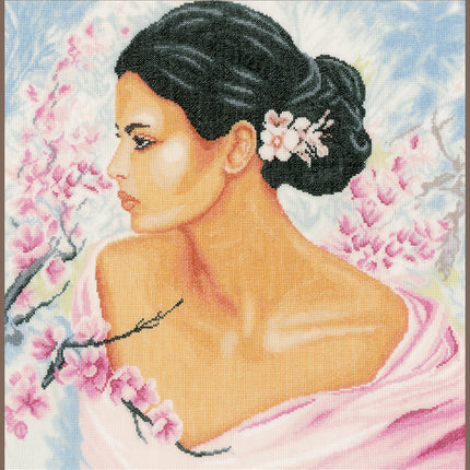 DIY Counted cross stitch kit Lady with blossoms