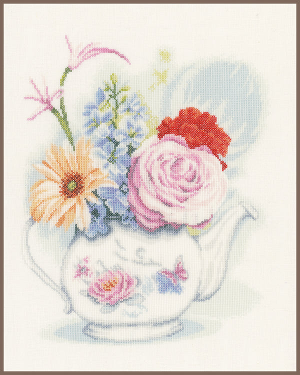 DIY Counted cross stitch kit Flowers in teapot