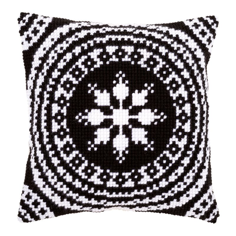 DIY Cross stitch cushion kit Black and white