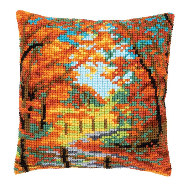 DIY Cross stitch cushion kit Autumn landscape