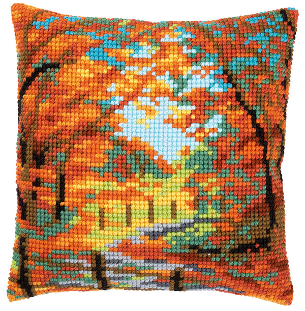 DIY Cross stitch cushion kit Autumn landscape