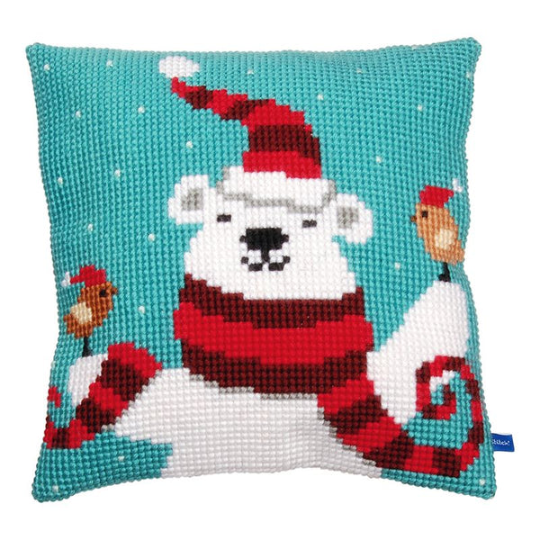 DIY Cross stitch cushion kit Happy christmas bear