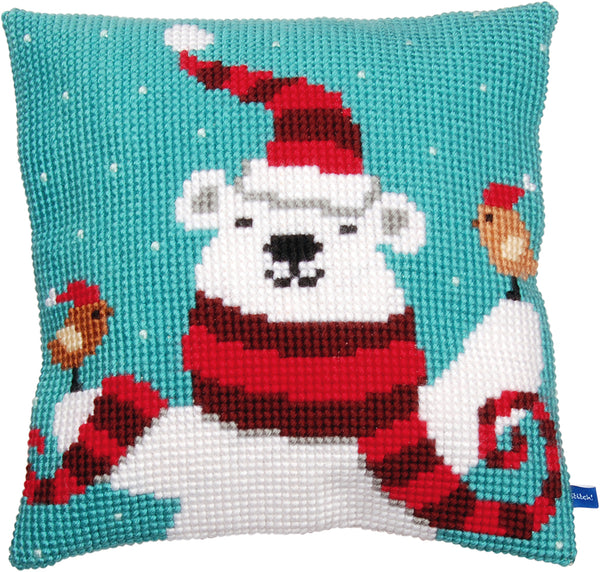 DIY Cross stitch cushion kit Happy christmas bear