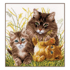 DIY Counted cross stitch kit Cat family 26 x 28 cm / 10.4