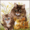 DIY Counted cross stitch kit Cat family 26 x 28 cm / 10.4" x 11.2"