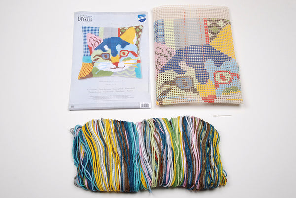 DIY Cross stitch cushion kit Modern cat