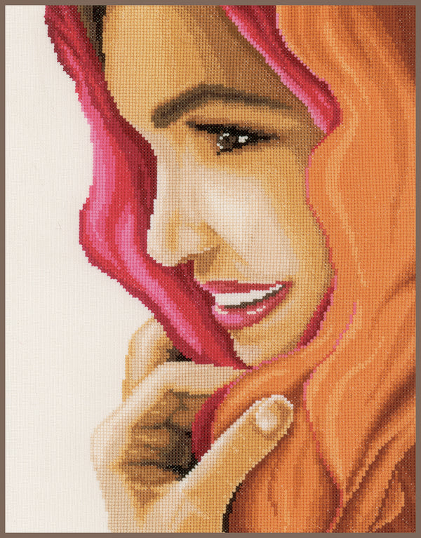 DIY Counted cross stitch kit Woman with scarf