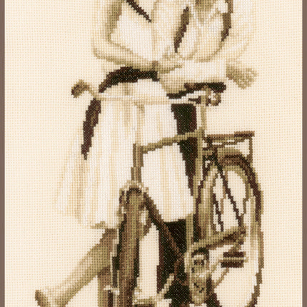 DIY Counted cross stitch kit Couple with bicycle 20 x 36 cm / 8" x 14.4"