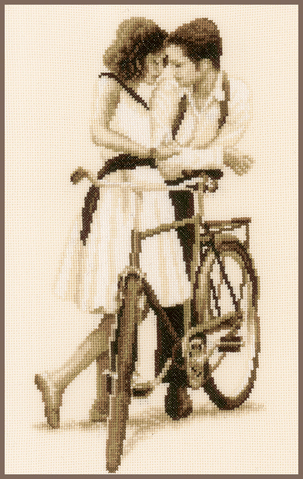 DIY Counted cross stitch kit Couple with bicycle 20 x 36 cm / 8