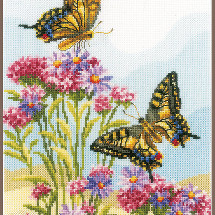 DIY Counted cross stitch kit Swallowtails 25 x 35 cm / 10" x 14"