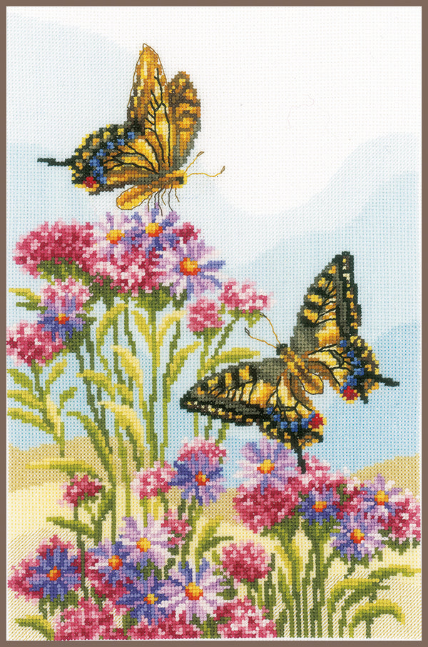 DIY Counted cross stitch kit Swallowtails 25 x 35 cm / 10