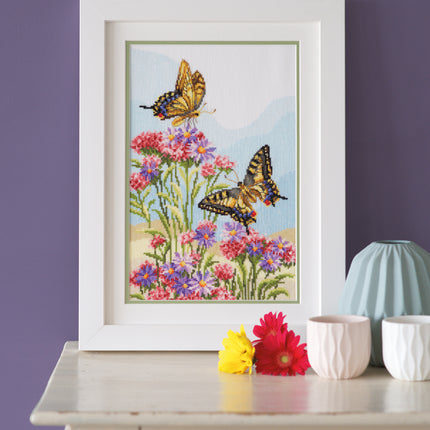 DIY Counted cross stitch kit Swallowtails 25 x 35 cm / 10" x 14"