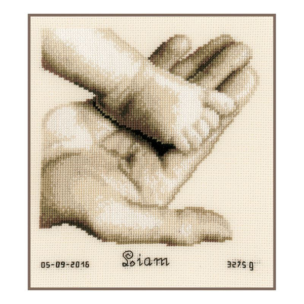 DIY Counted cross stitch kit Baby foot on hand 14 x 16 cm / 5.6" x 6.4"