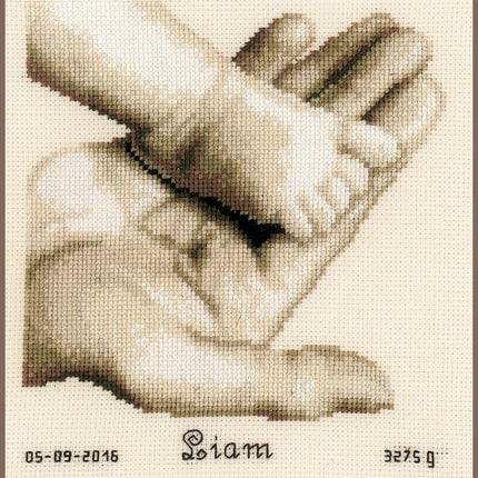 DIY Counted cross stitch kit Baby foot on hand 14 x 16 cm / 5.6" x 6.4"