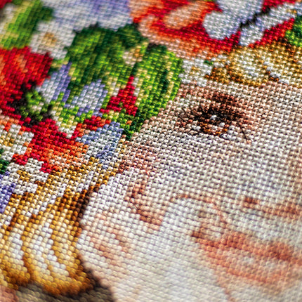 DIY Counted cross stitch kit Girl with flowers