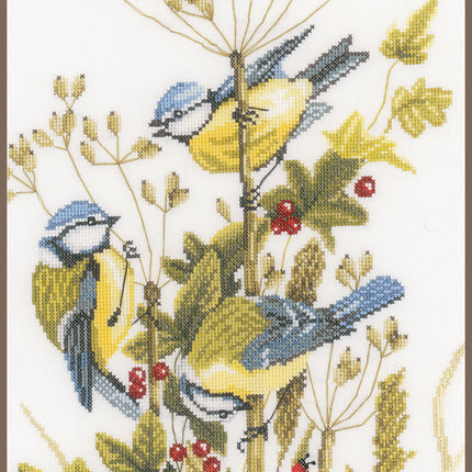 DIY Counted cross stitch kit Blue tits