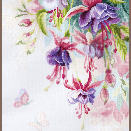 DIY Counted cross stitch kit Fuchsias 27 x 35 cm / 10.8" x 14"