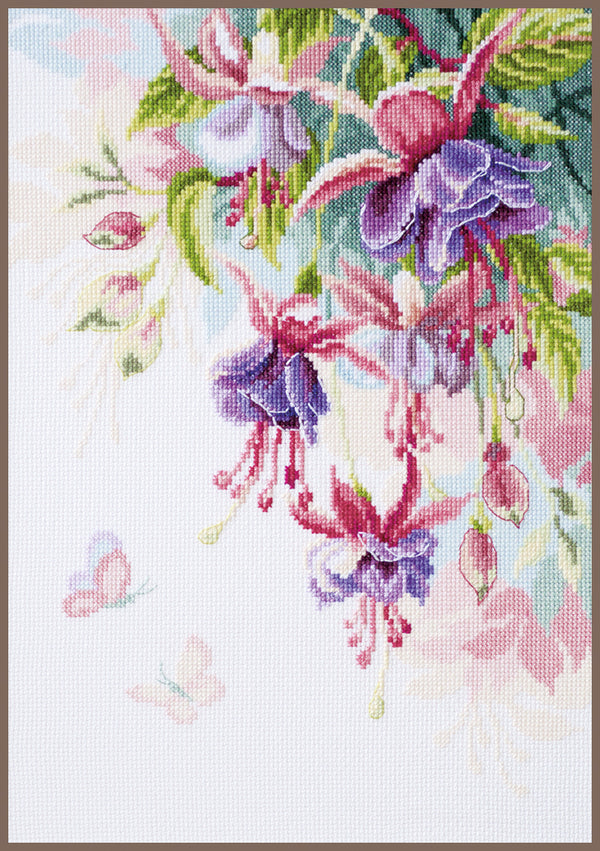 DIY Counted cross stitch kit Fuchsias 27 x 35 cm / 10.8