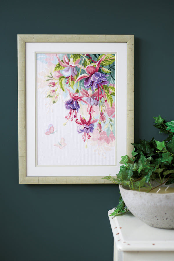 DIY Counted cross stitch kit Fuchsias 27 x 35 cm / 10.8