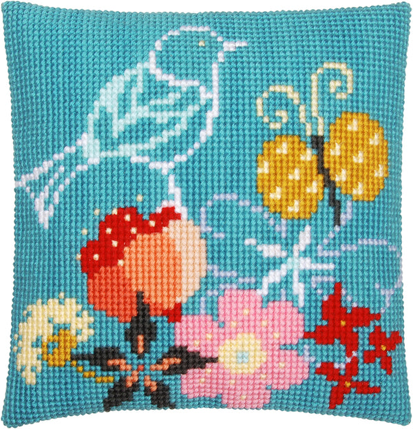 DIY Cross stitch cushion kit Bird & butterfly