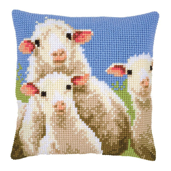 DIY Cross stitch cushion kit Curious sheep