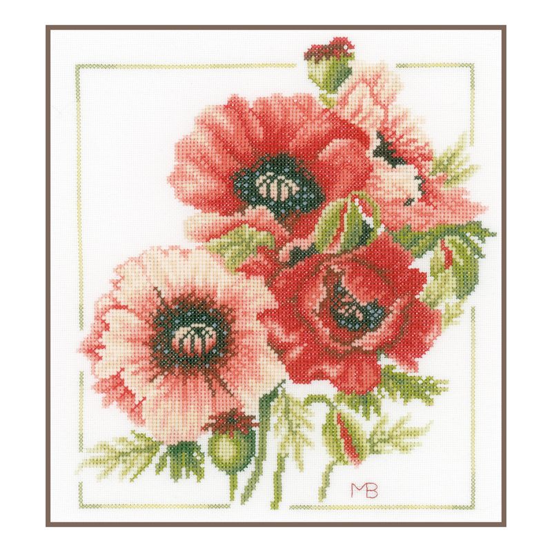 DIY Counted cross stitch kit Anemone bouquet