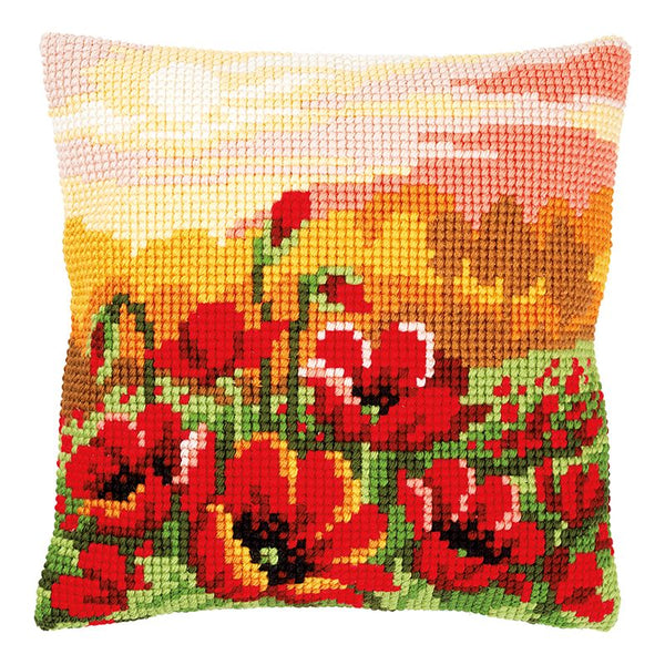 DIY Cross stitch cushion kit Poppy meadow