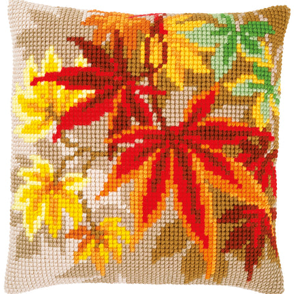 DIY Cross stitch cushion kit Autumn leaves