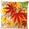 DIY Cross stitch cushion kit Autumn leaves