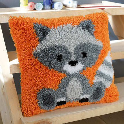 DIY Latch Hook Cushion Kit "Raccoon"