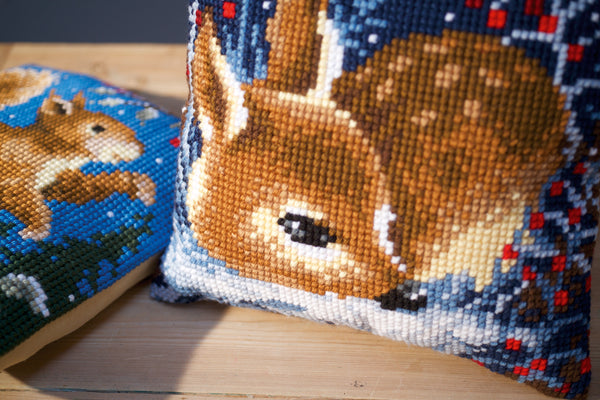 DIY Cross stitch cushion kit Little deer