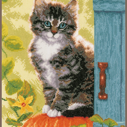 DIY Counted cross stitch kit Cat & pumpkin 25 x 35 cm / 10" x 14"