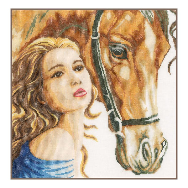 DIY Counted cross stitch kit Woman and horse