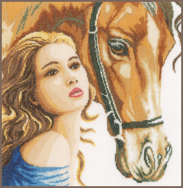 DIY Counted cross stitch kit Woman and horse