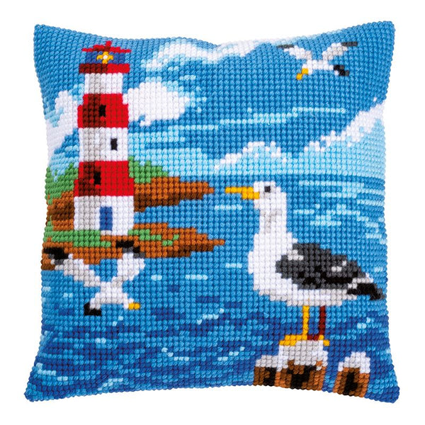 DIY Cross stitch cushion kit Lighthouse and seagulls