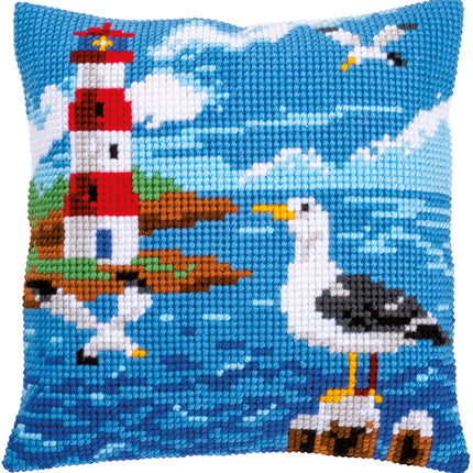 DIY Cross stitch cushion kit Lighthouse and seagulls