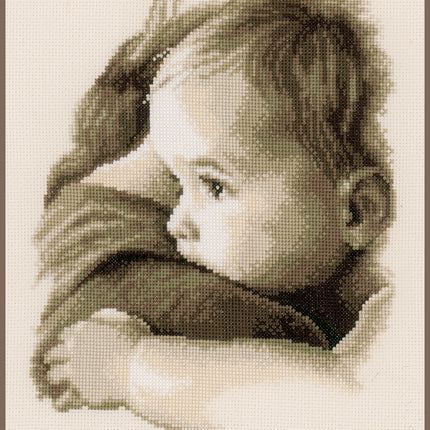 DIY Counted cross stitch kit Baby hug 22 x 28 cm / 8.8" x 11.2"