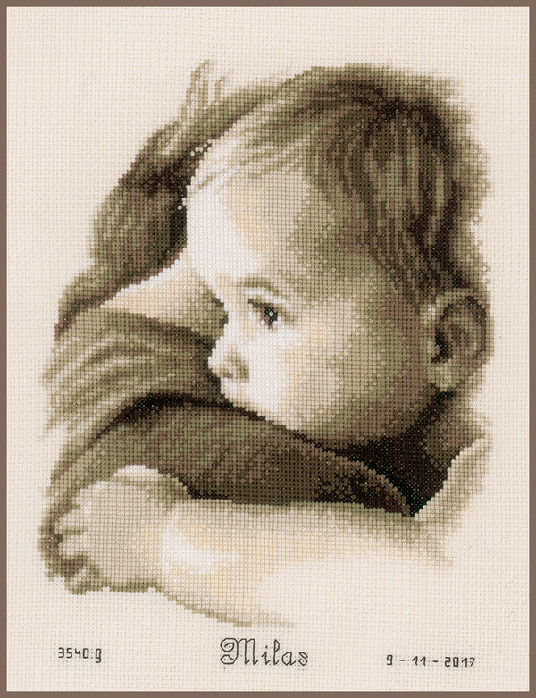 DIY Counted cross stitch kit Baby hug 22 x 28 cm / 8.8