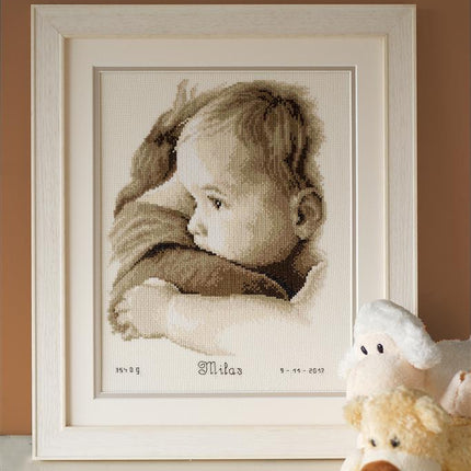 DIY Counted cross stitch kit Baby hug 22 x 28 cm / 8.8" x 11.2"