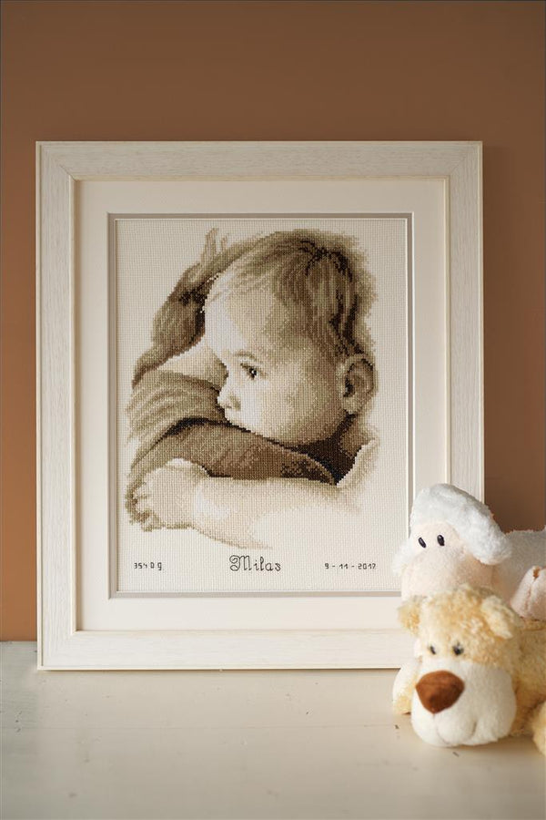 DIY Counted cross stitch kit Baby hug 22 x 28 cm / 8.8