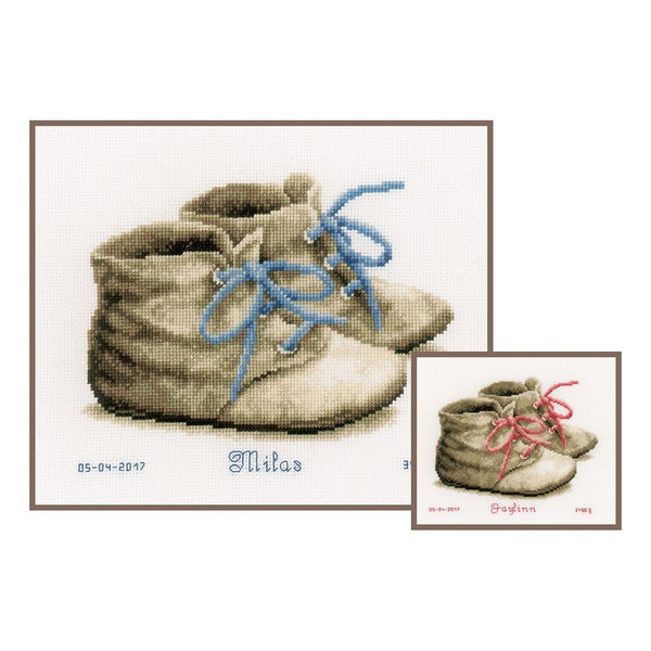 DIY Counted cross stitch kit Baby shoes 18 x 15 cm / 7.2" x 6"