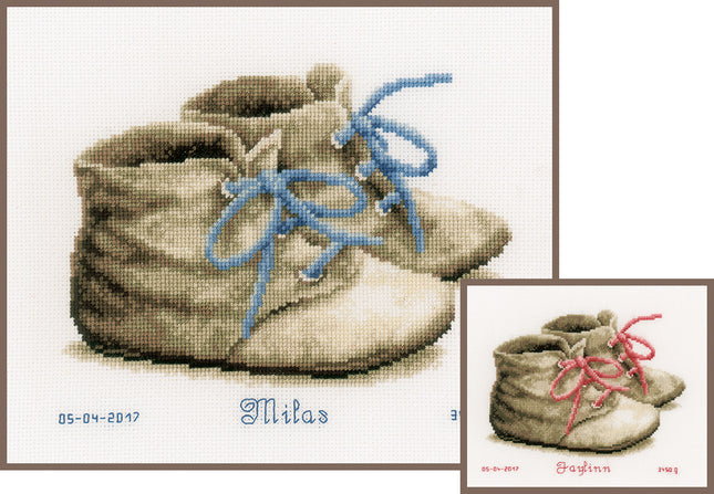 DIY Counted cross stitch kit Baby shoes 18 x 15 cm / 7.2" x 6"