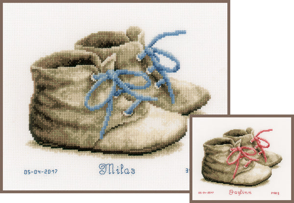 DIY Counted cross stitch kit Baby shoes 18 x 15 cm / 7.2